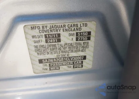 2012 Jaguar Xj Xjl Portfolio from USA, damaged, VIN SAJWA2GB1CLV30007